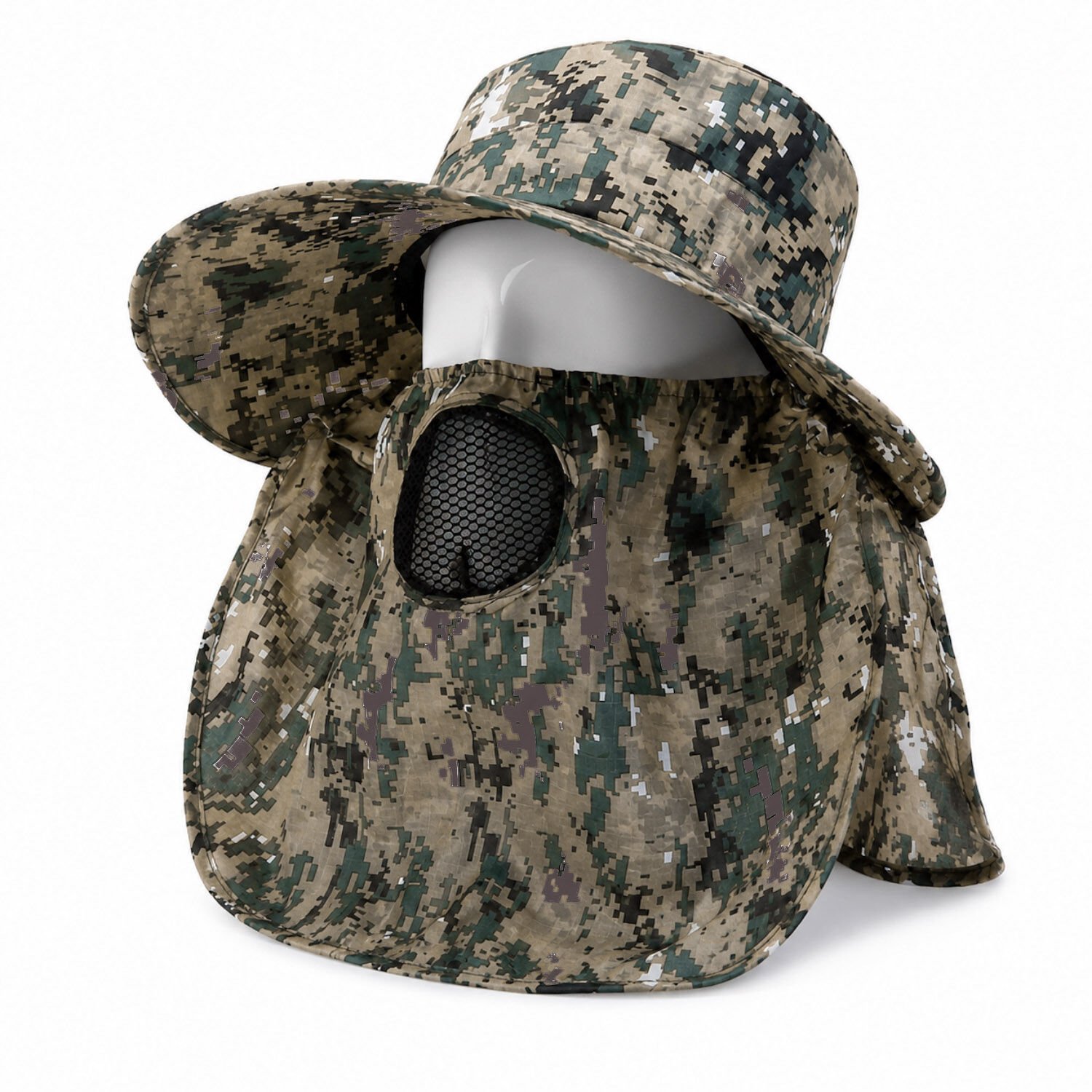 Ense Korumalı Outdoor Şapka - Maskeli - Dijital Kamuflaj (M-1)- Savex