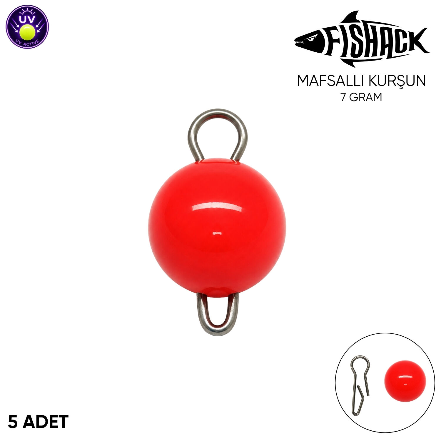 Mafsallı Kurşun - Hareketli İğne Kurşunu - UV Turuncu - 5'li Paket - 7 Gram