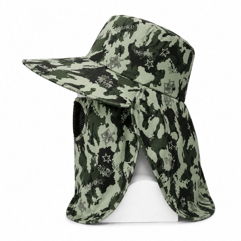 Ense Korumalı Outdoor Şapka - Maskeli - Kamuflaj (M-6)- Savex
