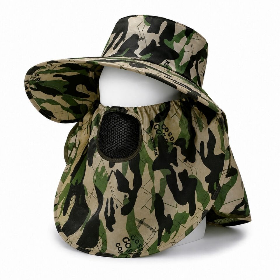 Ense Korumalı Outdoor Şapka - Maskeli - Kamuflaj (M-8)- Savex