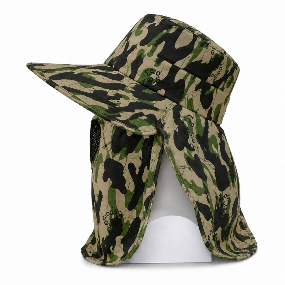 Ense Korumalı Outdoor Şapka - Maskeli - Kamuflaj (M-8)- Savex