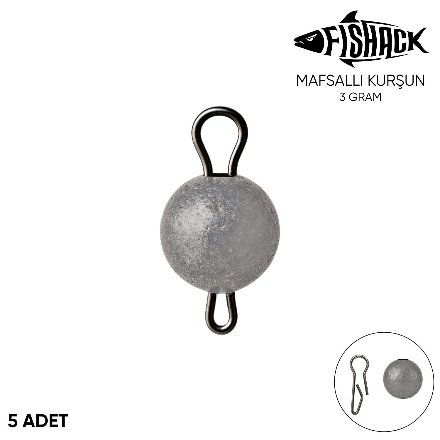 Mafsallı Kurşun - Hareketli İğne Kurşunu - Metal - 5'li Paket - 3 Gram