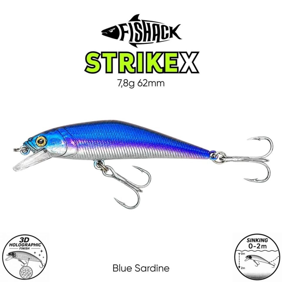 Maket Balık - Fishack StrikeX - Sinking - 3D Hologram Paint - 7,8g 62mm