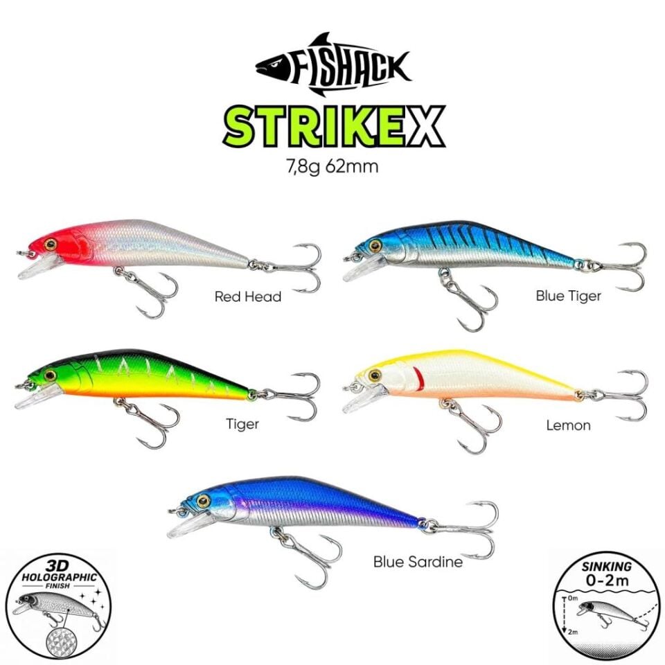 Maket Balık - Fishack StrikeX - Sinking - 3D Hologram Paint - 7,8g 62mm Blue Sardine