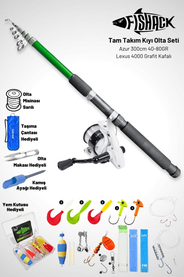 Tam Takım Kıyı Olta Seti - 300cm Kamış 40-80GR / 5000'lik Lexus Olta Makinesi