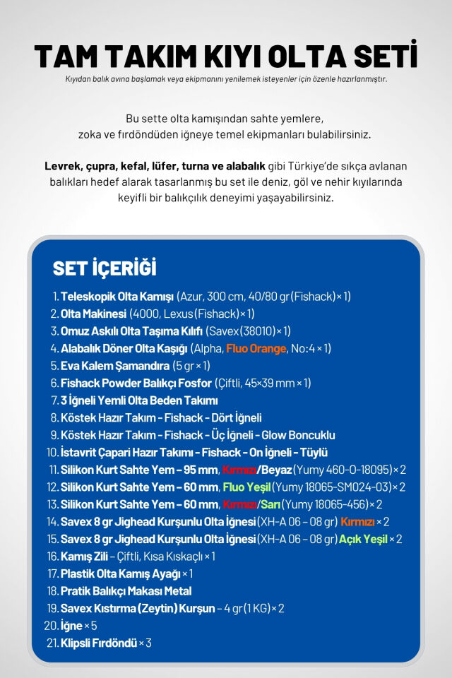 Tam Takım Kıyı Olta Seti - 300cm Kamış 40-80GR / 4000'lik Lexus Olta Makinesi
